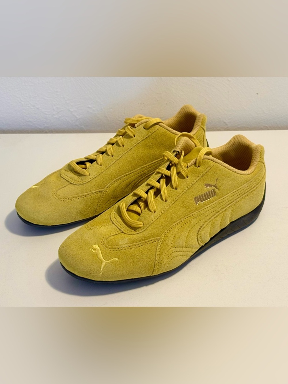 PUMA Mens Speedcat Shield Driving Sneakers Shoes - Yellow Size 7.5